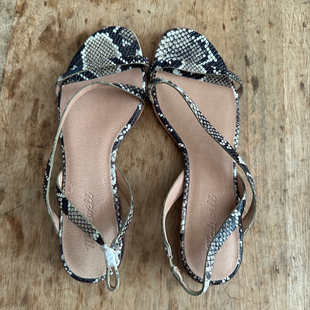 Madewell Heidi Slingback Snakeskin Sandals